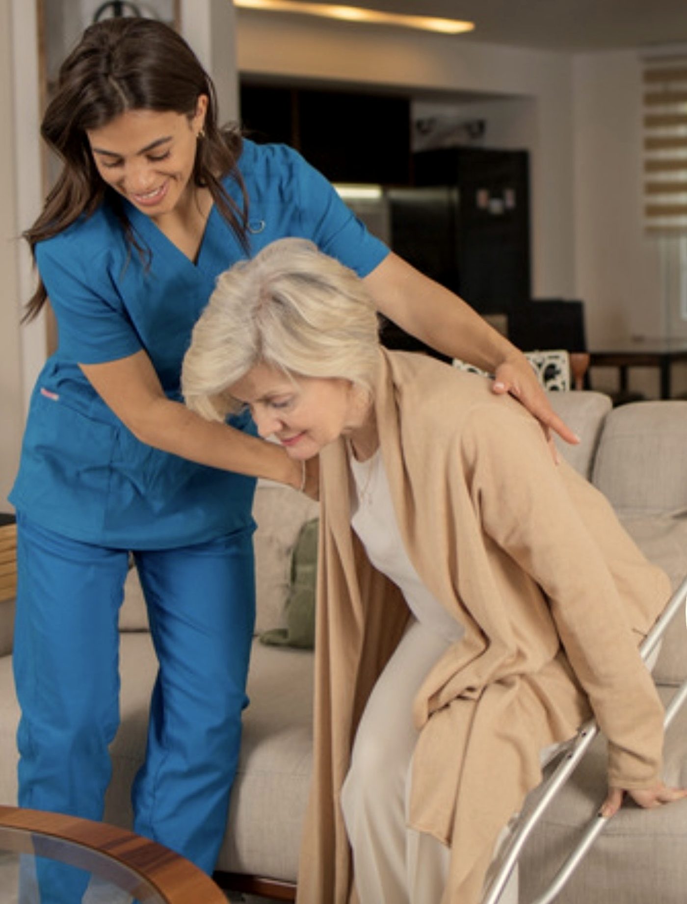Caregiver providing respite support with a senior client